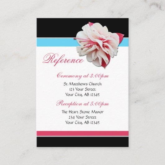 Cartes de référence Fuchsia Flower Pink & Aqua Gue (Devant)