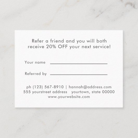 Cartes de référence minimalistes minimalistes simp (Dos)