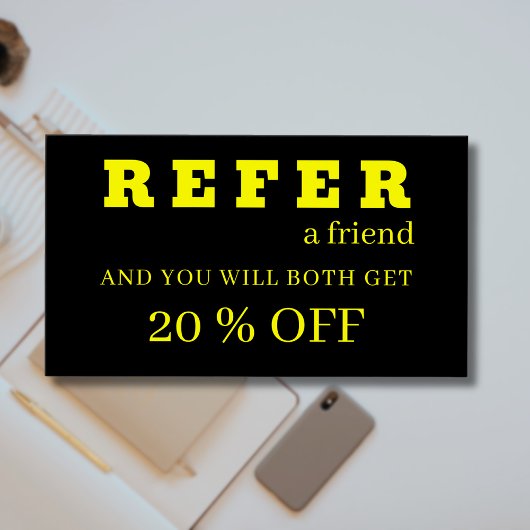 Cartes de référence modernes en néon jaune noir