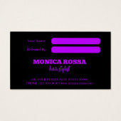 Cartes de référence modernes en néon violet noir (Dos)