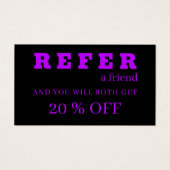 Cartes de référence modernes en néon violet noir (Devant)