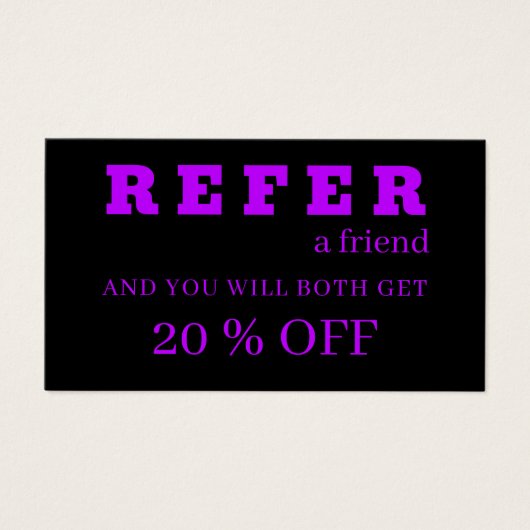 Cartes de référence modernes en néon violet noir (Devant)