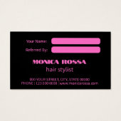 Cartes de référence modernes en noir rose néon (Dos)