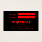 Cartes de référence modernes en noir rouge néon (Dos)