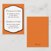 Cartes de référence Orange Brown & Blanc Mariage G (Devant / Derrière)