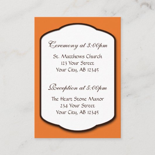 Cartes de référence Orange Brown & Blanc Mariage G (Devant)