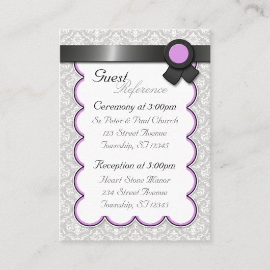 Cartes de référence pour les visiteurs de Mariage (Devant)