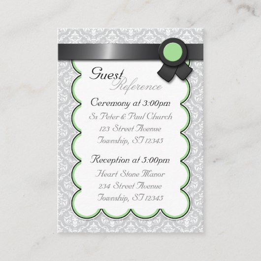 Cartes de référence Sage & Grey Mariage damassé (Devant)