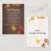 Cartes de Registre Cadeaux mariages de automne (Devant / Derrière)