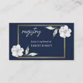 Cartes de registre de mariage à cadre doré et bleu (Devant)