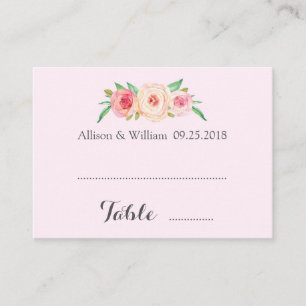 Cartes de réglage de l'emplacement floral rose