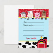 Cartes de remerciement à compléter Barnyard (Devant / Derrière)