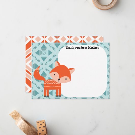 Cartes de remerciement à écran plat pour enfants R (Devant/Arrière en situation)