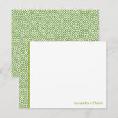 Cartes de remerciement à motif grec vert (Devant / Derrière)