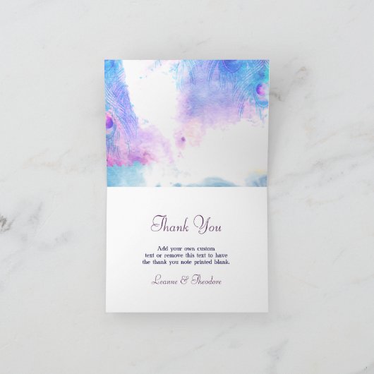 Cartes de remerciement à peinture à l'eau Paon Abs (Intérieur)