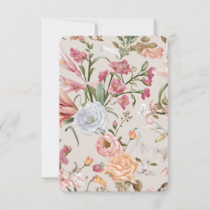 Cartes de remerciement à plat floral Roses roses C