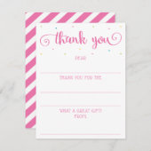 Cartes de remerciement à remplir en rose pour fill (Devant / Derrière)