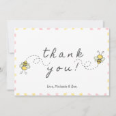 Cartes de remerciement abeille, Baby Shower Fille  (Devant)