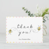 Cartes de remerciement abeille, Baby Shower Fille  (Debout devant)
