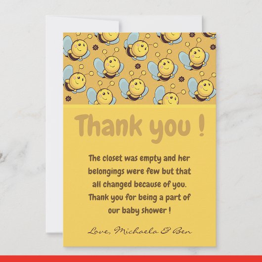 Cartes de remerciement abeille, Fête prénatale Mam