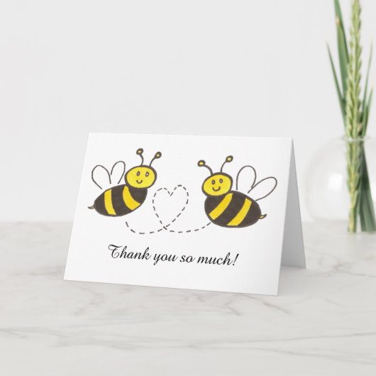 Cartes de remerciement Abeilles avec Cœur (Devant)