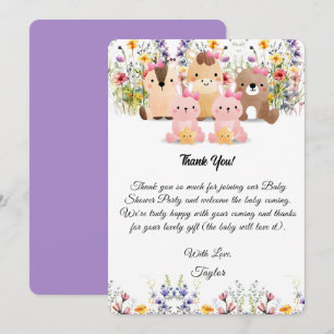 Cartes de remerciement Animaux de bébé mignons & F