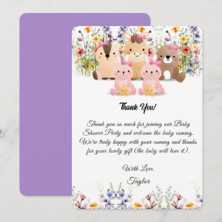 Cartes de remerciement Animaux de bébé mignons & F