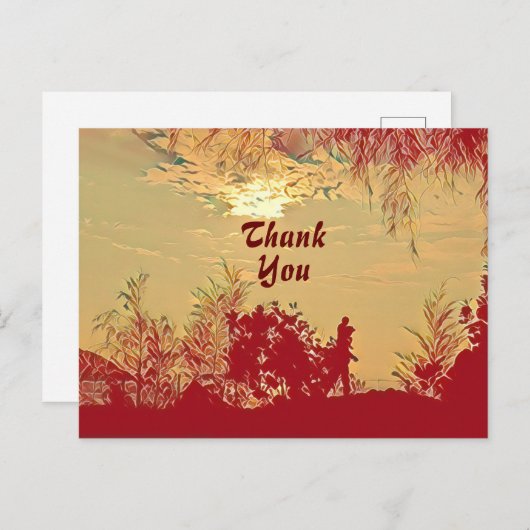Cartes de remerciement au coucher de soleil chaud (Devant / Derrière)