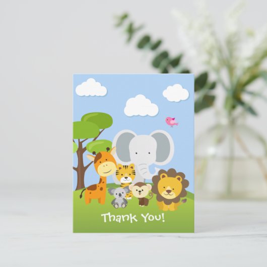 Cartes de remerciement avec des amis animaux de la (Debout devant)