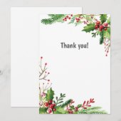 Cartes de remerciement avec gui Notes de botanique (Devant / Derrière)