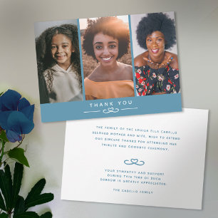 Cartes de remerciement avec photos bleues de funér
