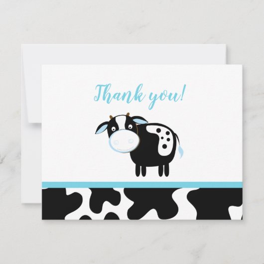 Cartes de remerciement Baby Shower Vache laitière (Devant)