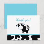 Cartes de remerciement Baby Shower Vache laitière (Devant / Derrière)