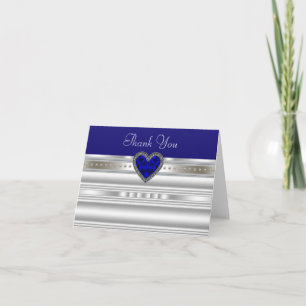 Cartes de remerciement bleu royal et argent