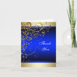 Cartes de remerciement bleu royal or