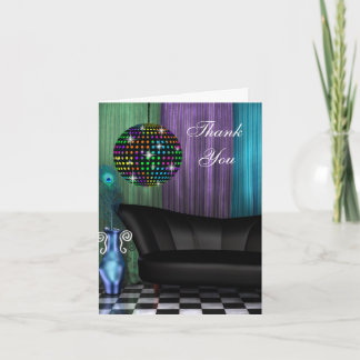 Cartes de remerciement Boule à facettes Paon Viole