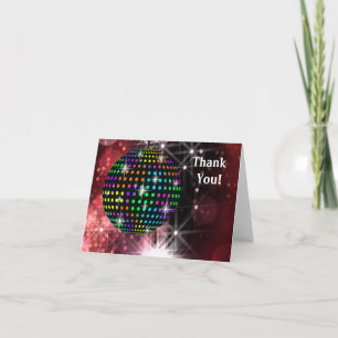 Cartes de remerciement boule disco rouge