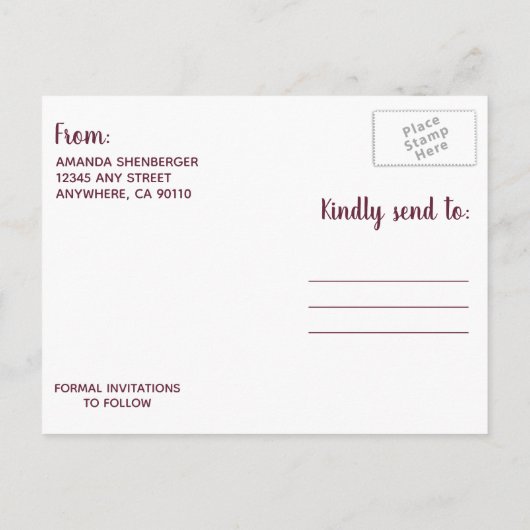 Cartes de Remerciement Bourgogne Marsala Automne P (Dos)