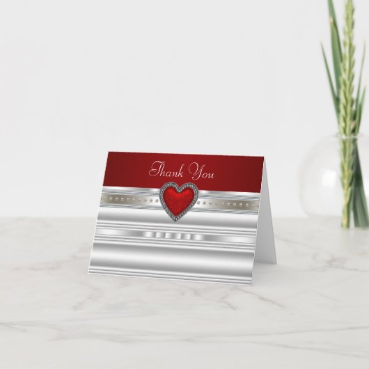 Cartes de remerciement Cœur Rouge (Devant)