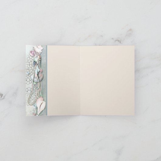 Cartes de remerciement Coquillages Perles Plage Tr (Intérieur)