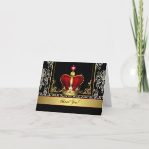 Cartes de remerciement Couronne Roi Prince Noir Ro