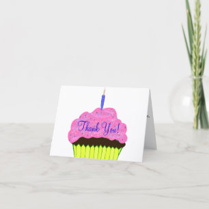 Cartes de remerciement d'anniversaire Cupcake rose