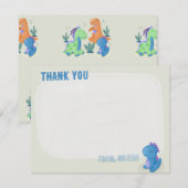 Cartes de remerciement d'anniversaire de dinosaure (Devant / Derrière)