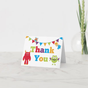 Cartes de remerciement d'anniversaire de monstre p