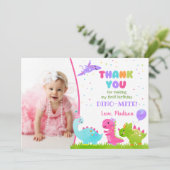 Cartes de remerciement d'anniversaire dinosaure po (Debout devant)