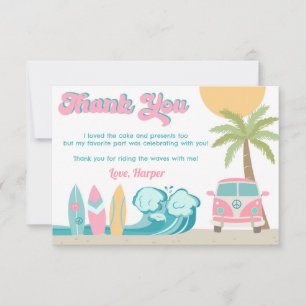 Cartes de remerciement d'anniversaire Girl Surf's