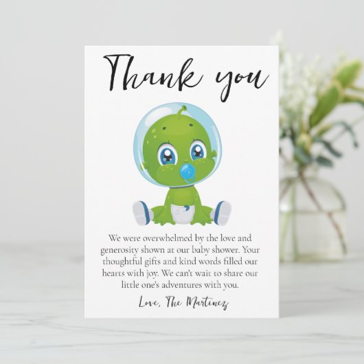 Cartes de remerciement de baby shower avec des mes (Debout devant)