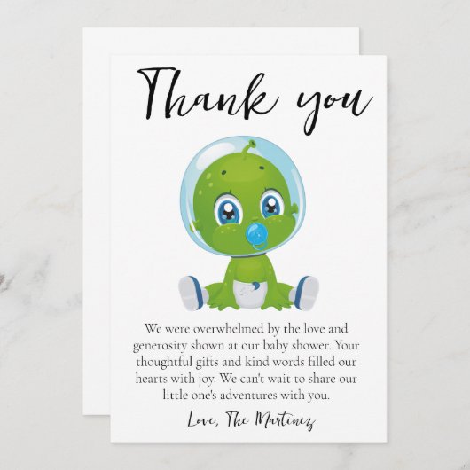 Cartes de remerciement de baby shower avec des mes (Devant / Derrière)