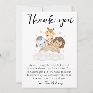 Cartes de remerciement de baby shower avec des mes