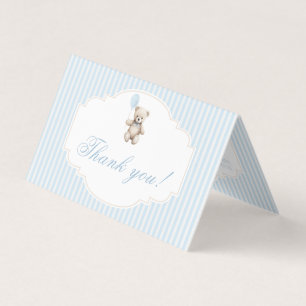 Cartes de remerciement de baby shower ourson bleu